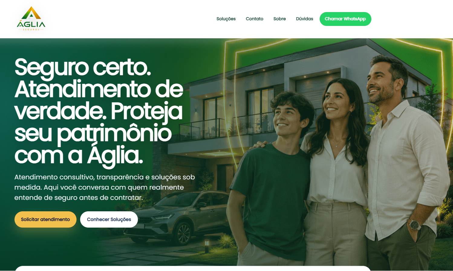 Exemplo real de Site Expert desenvolvido para a Áglia Seguros